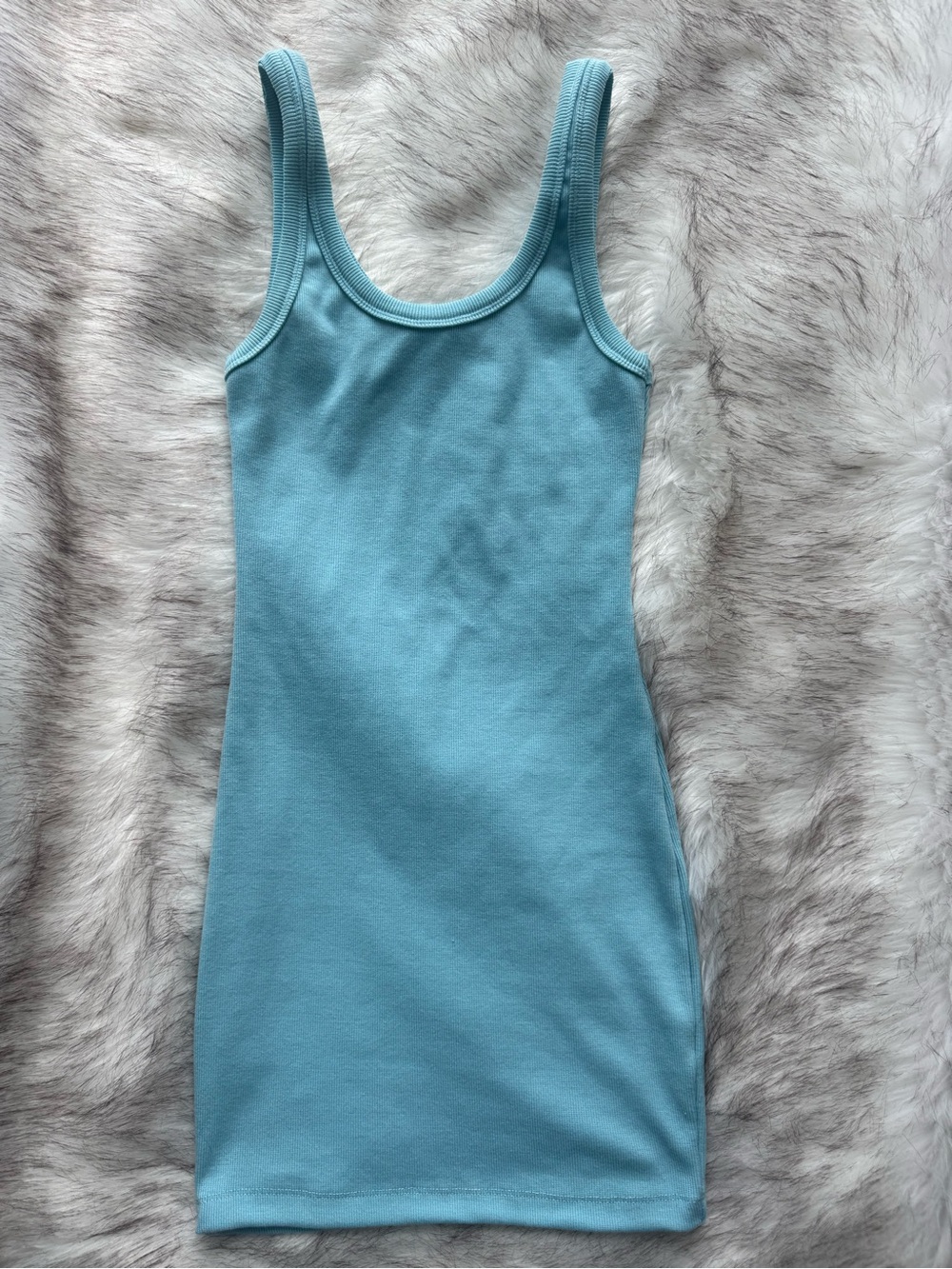 Light Blue Rib Tank Mini Dress